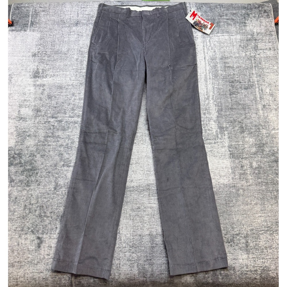 VTG McGregor Corduroy Pants Mens 34x34 (Fit 30x33) Gray Straight Trouser 90s NOS